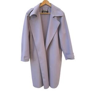 Badgely Mischka Lt. Purple Open Trench Coat Plus Siz 1X Wool Blend *Missing Belt